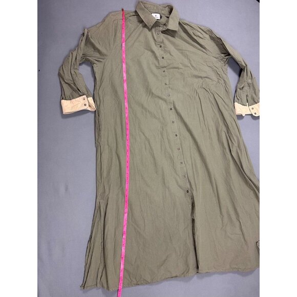 Tuckernuck Shiver Shirt Dress Midi Length Button Front Women's Army Green XXXL - Picture 9 of 9